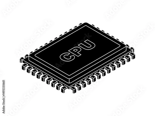 Fototapeta CPU PC. Processor isolated. Central processing system for computer