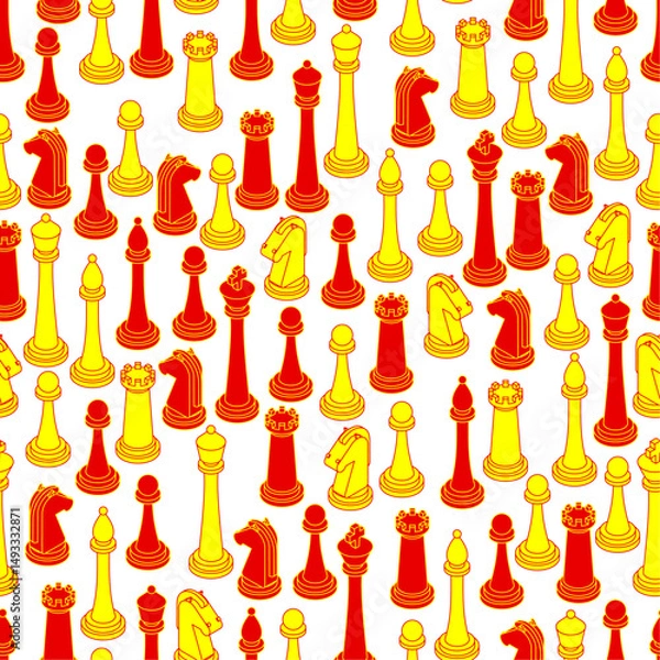 Obraz Chess pattern seamless. chess pieces set background