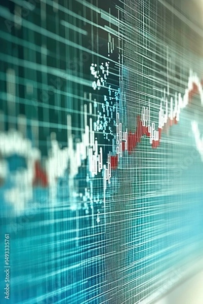 Fototapeta Female entrepreneurs use magnifying glass to search stock market shares, economic growth, business strategy development. on blue hologram background.