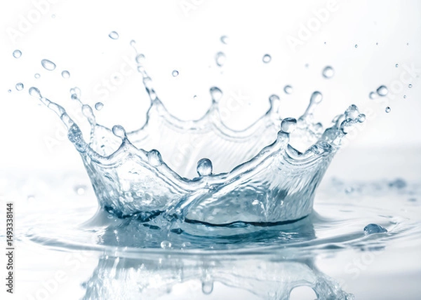 Fototapeta Side view of splashing water in circle shape isolated on white background and generated with AI