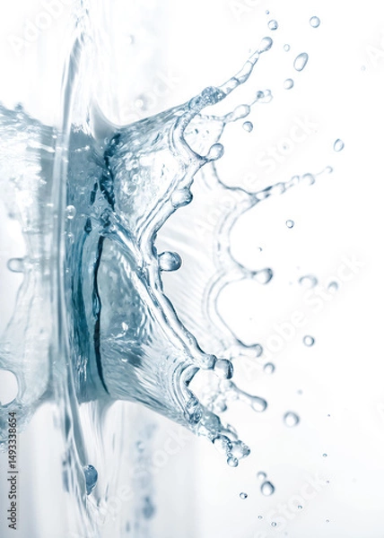 Fototapeta Side view of splashing water in circle shape isolated on white background and generated with AI