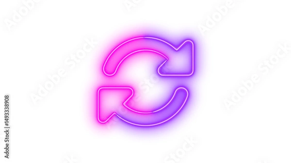 Fototapeta Neon rotate icon glowing with transparent background