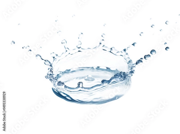 Obraz Top view of splashing water in circle shape isolated and generated with AI in png file format
