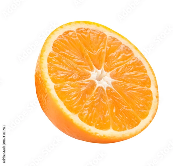 Fototapeta A half of ripe orange fruit isolated on white background. with clipping path and generated with AI