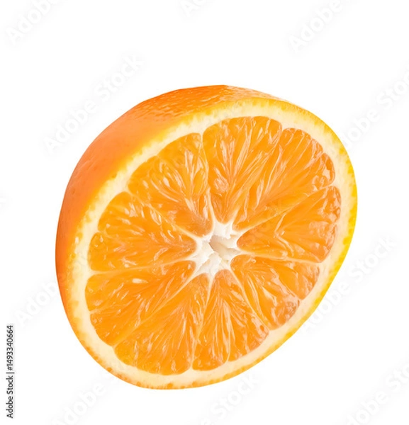 Fototapeta A half of ripe orange fruit isolated on white background. with clipping path and generated with AI