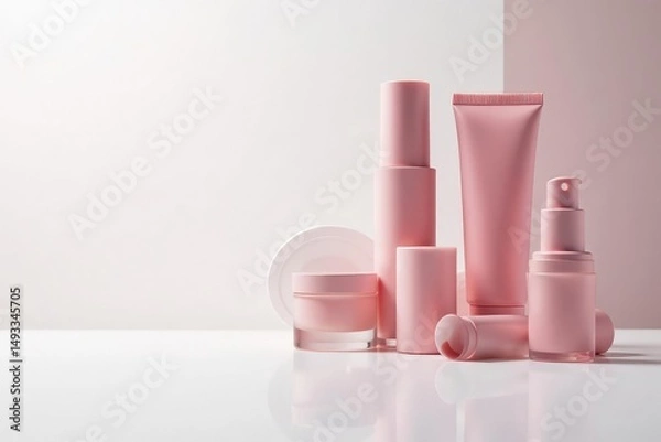 Obraz Luxury cosmetic products on pristine white background, powder, texture