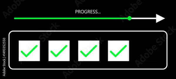 Fototapeta Checklist and task progress tracking concept. Vector Illustration.