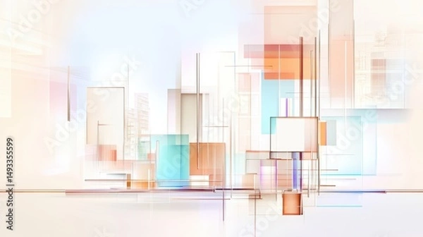 Fototapeta Abstract Composition with Geometric Shapes in Soft Colors for Artistic Background or Design Projects