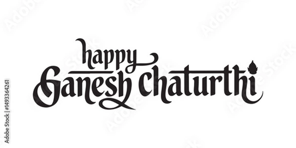 Fototapeta Happy Ganesh chaturthi black calligraphy text vactor