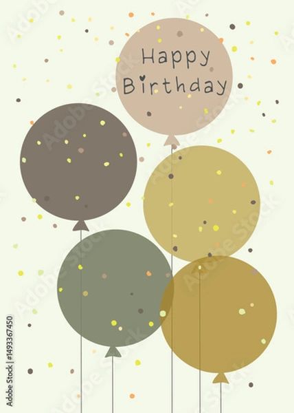 Fototapeta Happy birthday with gold confetti and balloons 6