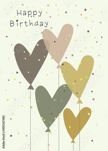 Fototapeta Happy birthday with gold confetti and balloons 7