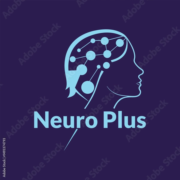 Obraz Neuro Plus Logo Design Brain Neural Network Concept