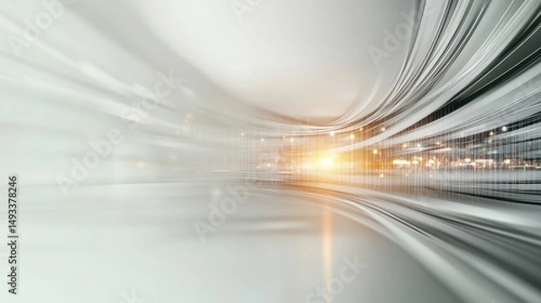 Fototapeta Abstract futuristic light trail scenery in a dynamic motion blur design for digital art and technology