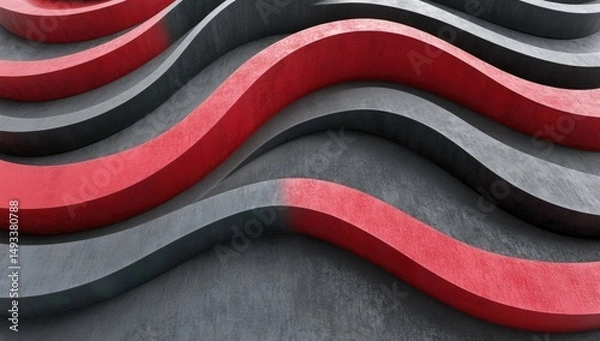 Fototapeta Colorful waves create dynamic texture on a wall