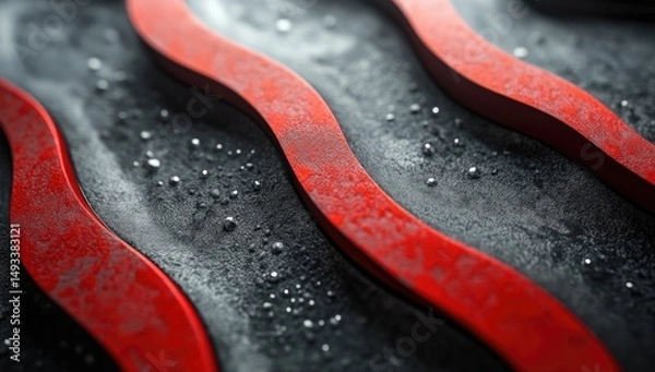 Fototapeta Red curves on textured abstract design
