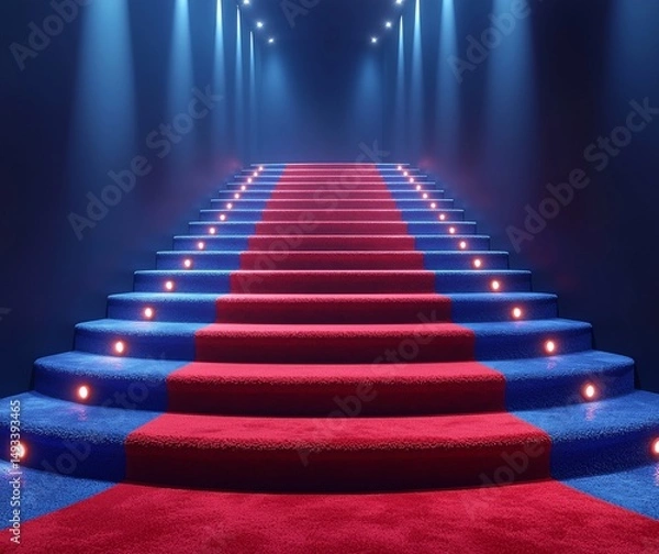 Fototapeta The award ceremony featured a lighted podium on a red carpet
