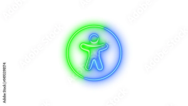 Fototapeta Neon universal access icon glowing with transparent background