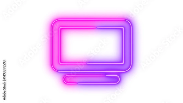 Fototapeta Neon tv icon glowing with transparent background