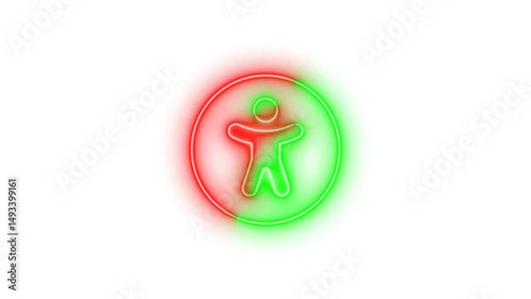 Fototapeta Neon universal access icon glowing with transparent background