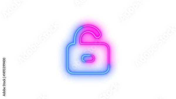 Fototapeta Neon unlock keyhole icon glowing with transparent background