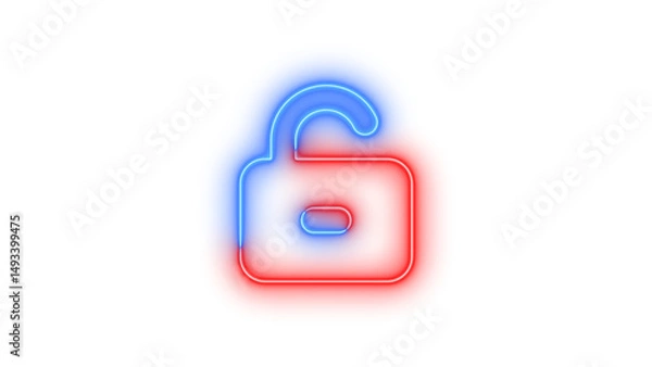 Fototapeta Neon unlock keyhole icon glowing with transparent background