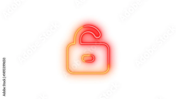 Fototapeta Neon unlock keyhole icon glowing with transparent background