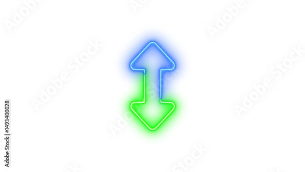 Fototapeta Neon up down icon glowing with transparent background