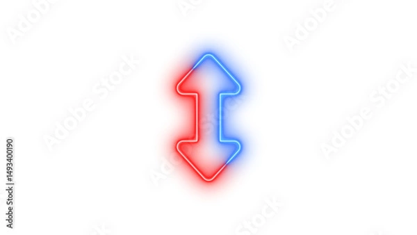 Fototapeta Neon up down icon glowing with transparent background