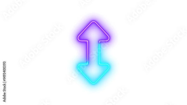 Fototapeta Neon up down icon glowing with transparent background
