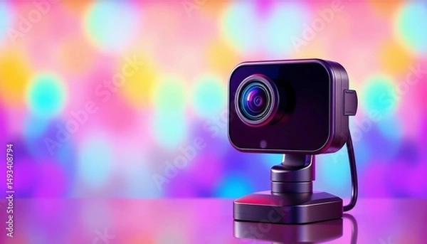 Fototapeta Webcam icon, video conferencing symbol, online meeting, streaming call, vector illustration,  ui,  video call
