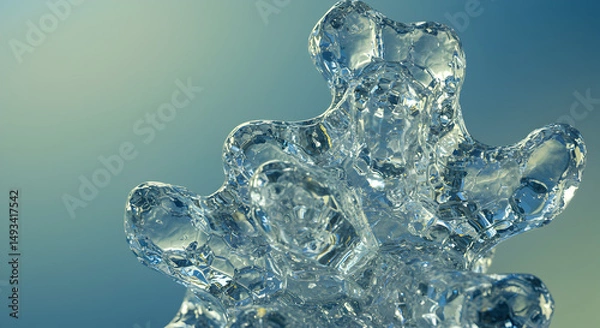 Fototapeta Close Up View Of Water Splash Against A Blurred Blue Background