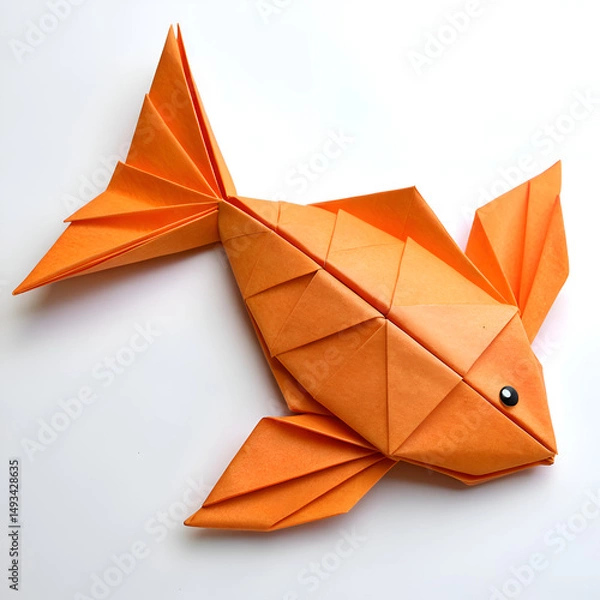 Fototapeta Origami Fish: Easy Paper Fish Tutorial isolated on transparent background