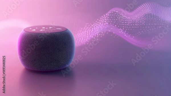 Fototapeta Elegant Smart Speaker with Ambient Light and Sound Wave Visuals