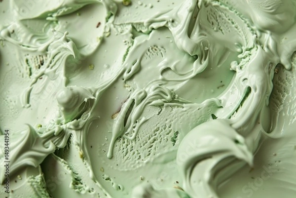 Fototapeta This is a detailed close up of a vibrant green frosting on a cake