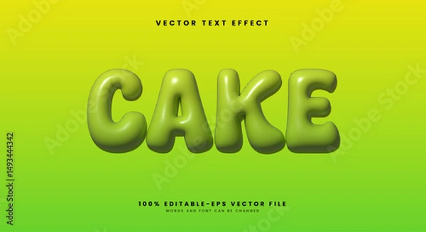 Fototapeta Cake inflated Style 3d editable text effect Template suitable for sweet food products