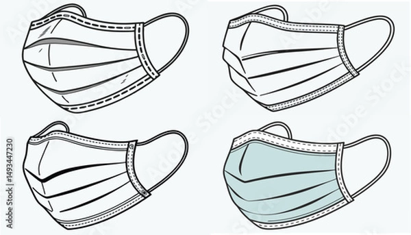 Fototapeta set of facemask