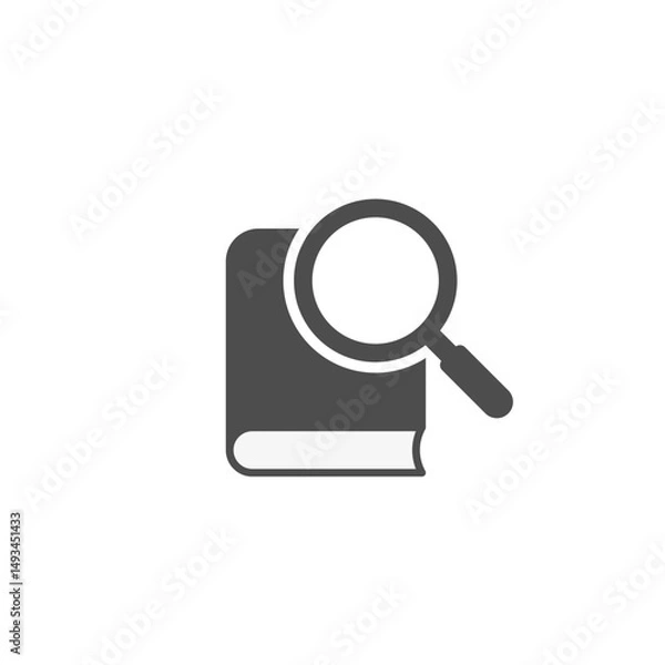 Fototapeta Book with magnifying glass icon. Vector illustration on white background.