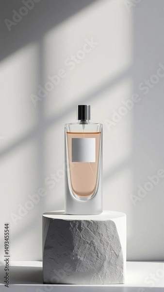 Obraz perfume mockup design with clear white bottle