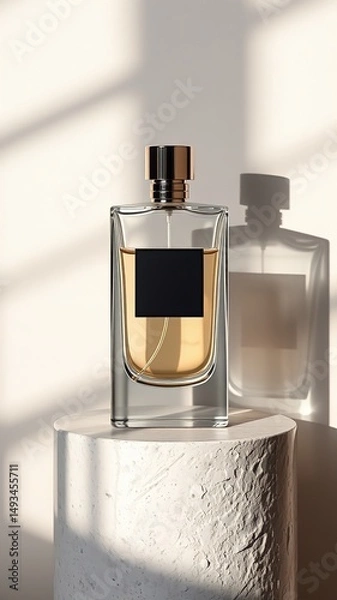 Obraz perfume mockup design with clear white bottle