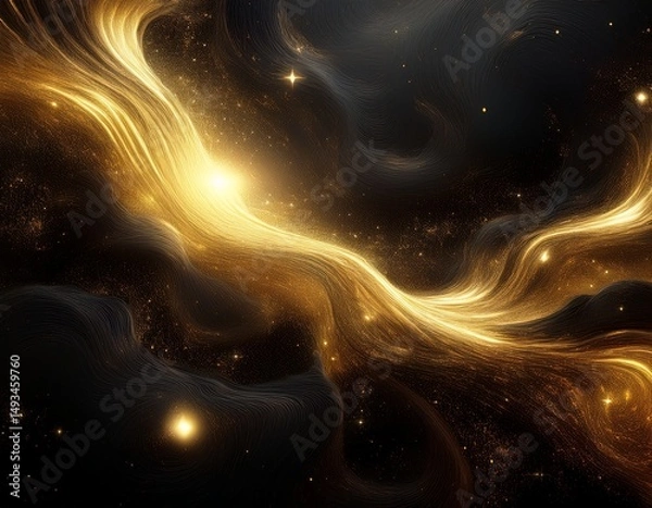 Fototapeta background with space nebula in black and gold tones black universe endless space