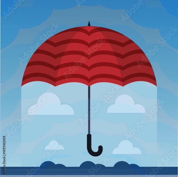 Fototapeta stylized vector image of an umbrella. clipart, flat graphics, stylized drawing. rain protection, an object against the sky.
