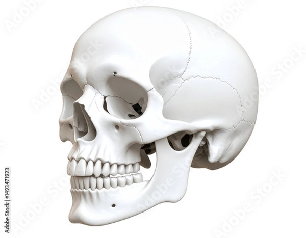 Fototapeta Clean Human Skull Model for Artistic or Academic Use, isolated on a transparent background.