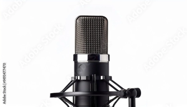 Obraz black podcast microphone isolated on white background