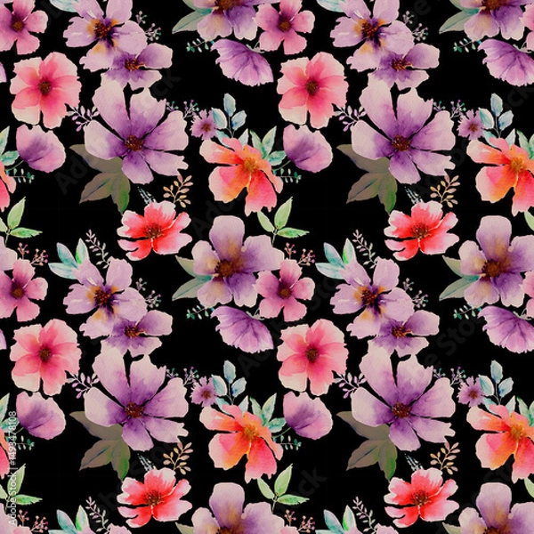 Obraz Watercolor abstract bold floral seamless pattern