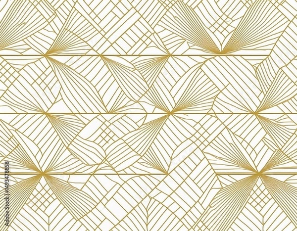 Obraz abstract geomatric gold grid line on white background seamless pattern