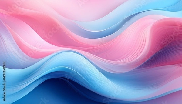 Obraz abstract fluid wave background in soft pink and blue hues with smooth flowing curves