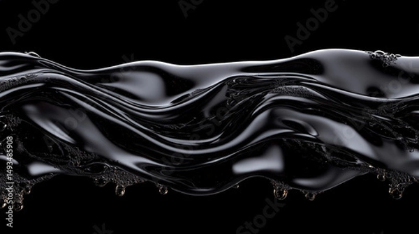 Obraz  Seamless flowing black oil texture with droplets.