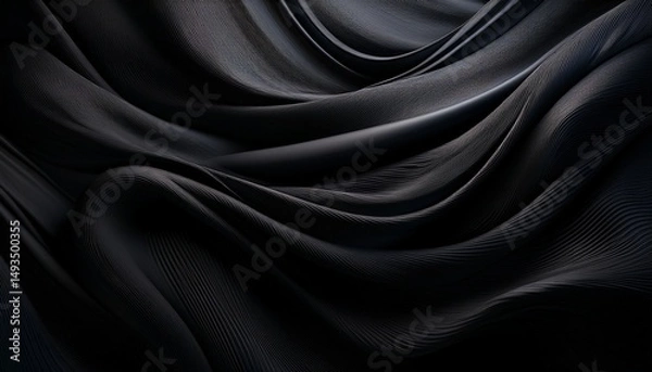 Obraz dark abstract background with 3d fabric texture wave