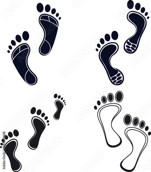 Fototapeta Vector footprint icons set in various styles 