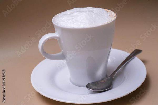 Obraz Coffee with Milk and spoon to the right 